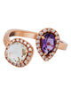 LARGE 1.33CT DIAMOND & AAA GREEN PURPLE AMETHYST 18KT ROSE GOLD MULTI SHAPE RING