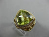 LARGE 12.16CT DIAMOND & AAA GREEN TOPAZ 14KT YELLOW GOLD ROPE FILIGREE HALO RING