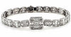 LARGE 10.4CT DIAMOND 18K WHITE GOLD ROUND & BAGUETTE SQUARE CUFF TENNIS BRACELET