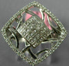 WIDE .68CT DIAMOND 18KT WHITE GOLD 3D ROUND & PRINCESS SQUARE OPEN FILIGREE RING
