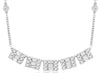 ESTATE .44CT DIAMOND 14KT WHITE GOLD 3D ROUND & BAGUETTE SQUARE CLUSTER NECKLACE