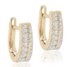 .53CT DIAMOND 14KT YELLOW GOLD ROUND 3 ROW HUGGIE LEVERBACK FUN HANGING EARRINGS