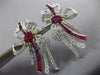 ESTATE EXTRA LARGE 8.75CT DIAMOND & AAA RUBY 14K WHITE GOLD BOW CLIP ON EARRINGS