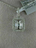 .49CT DIAMOND 18KT WHITE GOLD 3D ROUND & BAGUETTE SQUARE OCTAGON CLUSTER PENDANT
