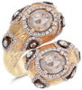 LARGE 3.81CT WHITE & MULTI COLOR DIAMOND 18KT ROSE & BLACK GOLD SNAKE FUN RING