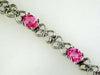 4.72CT DIAMOND & AAA PINK SAPPHIRE 14KT WHITE GOLD OVAL & ROUND TENNIS BRACELET