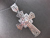 EXTRA LARGE 3.0CT DIAMOND 14K WHITE GOLD ROUND & BAGUETTE CROSS FLOATING PENDANT