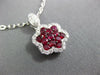 ESTATE 1.07CT DIAMOND & AAA RUBY 18KT WHITE GOLD CLASSIC CLUSTER FLOWER PENDANT