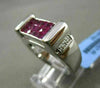 ESTATE 2.06CT DIAMOND & RUBY 18KT WHITE GOLD RECTANGULAR HANDCRAFTED MENS RING