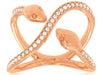 ESTATE WIDE .25CT DIAMOND 14KT ROSE GOLD 3D ROUND CRISS CROSS SNAKE FUN RING
