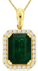 2.35CT DIAMOND & AAA EMERALD 14KT YELLOW GOLD 3D ROUND & BAGUETTE HALO PENDANT