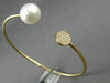 ESTATE .14CT DIAMOND & AAA SOUTH SEA PEARL 18KT ROSE GOLD CIRCLE BANGLE BRACELET