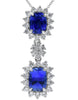 2.51CT DIAMOND & AAA SAPPHIRE 18KT WHITE GOLD 3D CUSHION & ROUND FLOWER NECKLACE