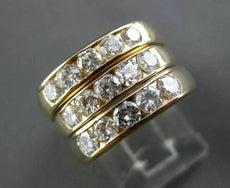 ESTATE WIDE 1.50CT DIAMOND 14K YELLOW GOLD 3 ROW WEDDING ANNIVERSARY RING #21688