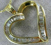 ESTATE .85CT BAGUETTE DIAMOND 14K YELLOW GOLD CLASSIC OPEN HEART PENDANT #19268