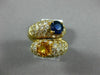 ESTATE LARGE 5.05CT DIAMOND AAA BLUE & YELLOW SAPPHIRE 18KT YELLOW GOLD 3D RING
