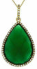.18CT DIAMOND & AAA GREEN AGATE 14KT YELLOW GOLD TEAR DROP HALO CLASSIC PENDANT