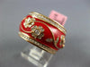 WIDE 1.23CT DIAMOND & RED ENAMEL 18KT ROSE GOLD MULTI FLOWER ETERNITY FUN RING