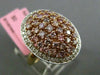 ESTATE LARGE 1.64CT PINK & WHITE DIAMOND 18KT 2 TONE GOLD 3D OVAL FILIGREE RING