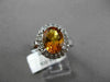 ESTATE LARGE 2.48CT DIAMOND & AAA EXTRA FACET CITRINE 14KT WHITE GOLD HALO RING