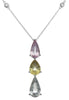 8.20CT DIAMOND & AAA MULTI COLOR SAPPHIRE 18KT WHITE GOLD 3 STONE LOVE NECKLACE