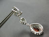 ESTATE LARGE 4.3CT DIAMOND & AAA GARNET 14K WHITE GOLD CLIP ON HANGING EARRINGS
