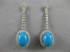 ESTATE 1.40CT DIAMOND & TURQUOISE 14K WHITE GOLD FILIGREE HANGING EARRINGS 20409