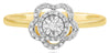 ESTATE .10CT DIAMOND 14KT 2 TONE GOLD 3D ROUND SUNBURST FLOWER FUN RING