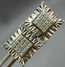 ESTATE .08CT DIAMOND 14KT WHITE GOLD 3D SQUARE CLUSTER FILIGREE STUD EARRINGS