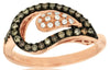 ESTATE .39CT WHITE & CHOCOLATE FANCY DIAMOND 14KT ROSE GOLD DOUBLE LEAF FUN RING