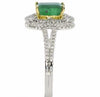 1.54CT DIAMOND & AAA EMERALD 18KT 2 TONE GOLD 3D EMERALD CUT & ROUND FLORAL RING