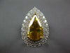 GIA 6.61CT WHITE & CANARY DIAMOND 18KT 2 TONE GOLD 3D PEAR SHAPE ENGAGEMENT RING