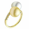 WIDE .25CT DIAMOND AAA GOLDEN & SOUTH SEA PEARL 18K YELLOW GOLD CRISS CROSS RING