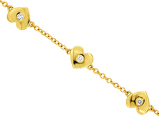 .12CT DIAMOND 14K YELLOW GOLD ROUND ETOILE MULTI HEART BY THE YARD LOVE BRACELET