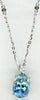 3.38CT DIAMOND & AAA AQUAMARINE 14K WHITE GOLD OVAL & ROUND FLOWER LOVE NECKLACE