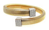 LARGE .77CT DIAMOND 18K 2 TONE GOLD RECTANGULAR CRISS CROSS CUFF BANGLE BRACELET