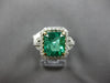 LARGE 4.65CT DIAMOND & AAA COLOMBIAN EMERALD 18KT 2 TONE GOLD 3D ENGAGEMENT RING