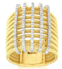 ESTATE LARGE .60CT DIAMOND 14KT YELLOW GOLD 3D MULTI ROW MULTI BAR FUN RING