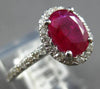 ESTATE 1.76CT DIAMOND & AAA RUBY 14K WHITE GOLD 3D OVAL & ROUND ENGAGEMENT RING