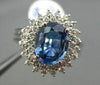 ANTIQUE LARGE 3.22CT DIAMOND & AAA SAPPHIRE 14K WHITE GOLD CLUSTER RING STUNNING