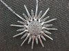 ESTATE LARGE .27CT DIAMOND 14KT WHITE GOLD SUNBURST FLOWER FUN CLASSIC NECKLACE