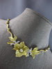 ANTIQUE LARGE .65CT DIAMOND 18KT 2 TONE GOLD HANDCRAFTED FLOWER NECKLACE #28049