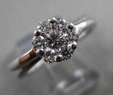 ANTIQUE .66CT DIAMOND 14KT WHITE GOLD DOUBLE BAND FLOWER ENGAGEMENT RING #19377
