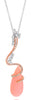 LARGE 29.8CT DIAMOND & AAA CORAL 18KT WHITE & ROSE GOLD SWIRL FLOATING PENDANT