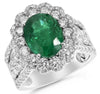 EXTRA LARGE 6.76CT DIAMOND & AAA EMERALD 18KT WHITE GOLD 3D OVAL ENGAGEMENT RING