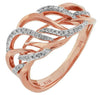 ESTATE WIDE 0.10CT DIAMOND 14KT ROSE GOLD 3D MULTI LEAF FILIGREE FUN LOVE RING