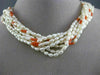 ESTATE LONG 14K YELLOW GOLD & SILVER AAA CORAL & FRESHWATER PEARL NECKLACE 25364