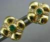ESTATE .20CT DIAMOND & AAA EMERALD 14KT YELLOW GOLD FLOWER SQUARE STUD EARRINGS