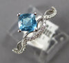 ESTATE .75CT DIAMOND & AAA BLUE TOPAZ 14K WHITE GOLD PRINCESS & ROUND CROWN RING
