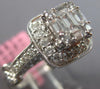 LARGE 1.16CT DIAMOND 18K WHITE GOLD 3D ROUND & BAGUETTE FILIGREE ENGAGEMENT RING